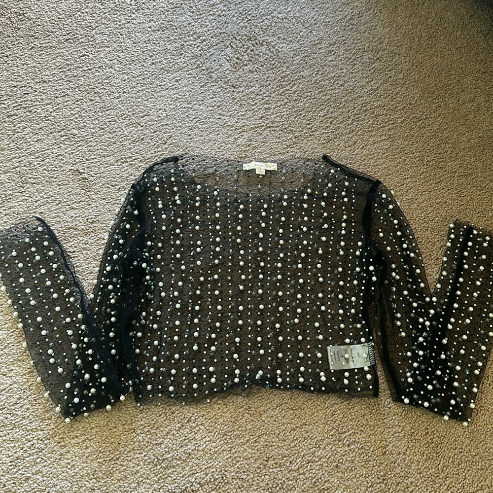 Black mesh top